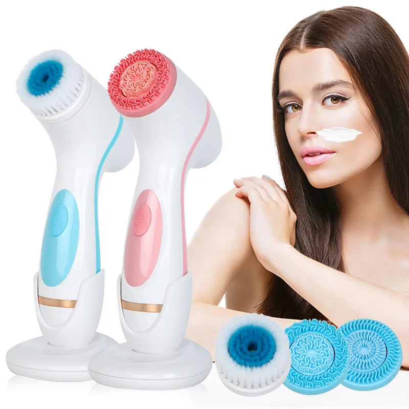 3 In 1 Electric Cleansing Brush Vibrations Facial Cleaner